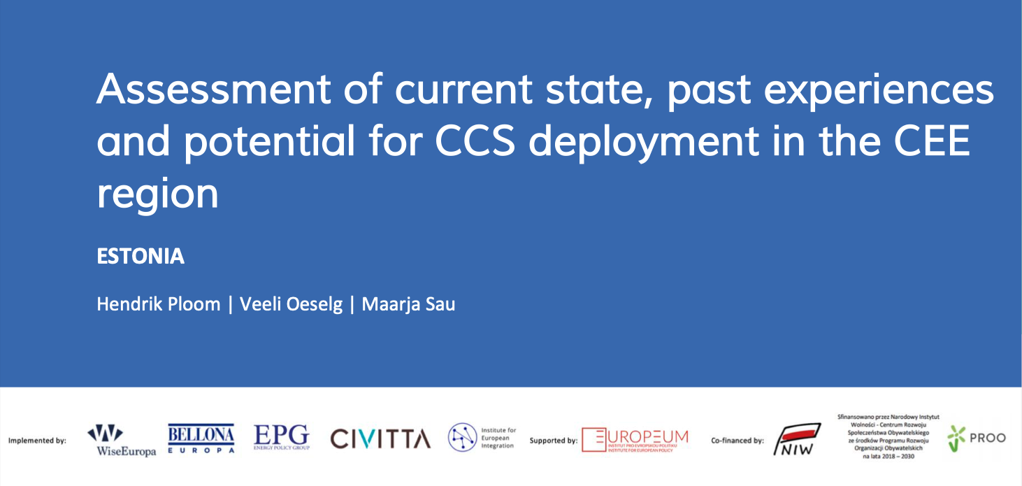 Assessment of current state, past experiences and potential for CCS deployment in the CEE region – ESTONIA